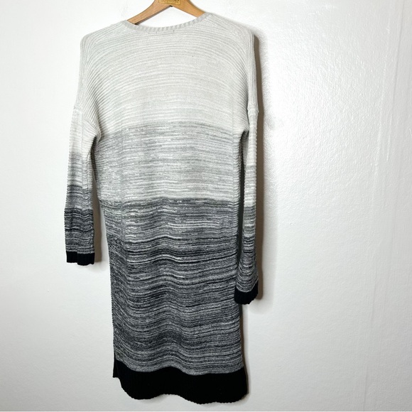 Lilla P Cotton Cashmere Blend Grey Knit Stripe V Neck Sweater Dress Small S - Picture 9 of 9
